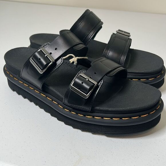 Dr Martens MYLES BRANDO LEATHER BUCKLE SLIDE SANDALS - Picture 3 of 8